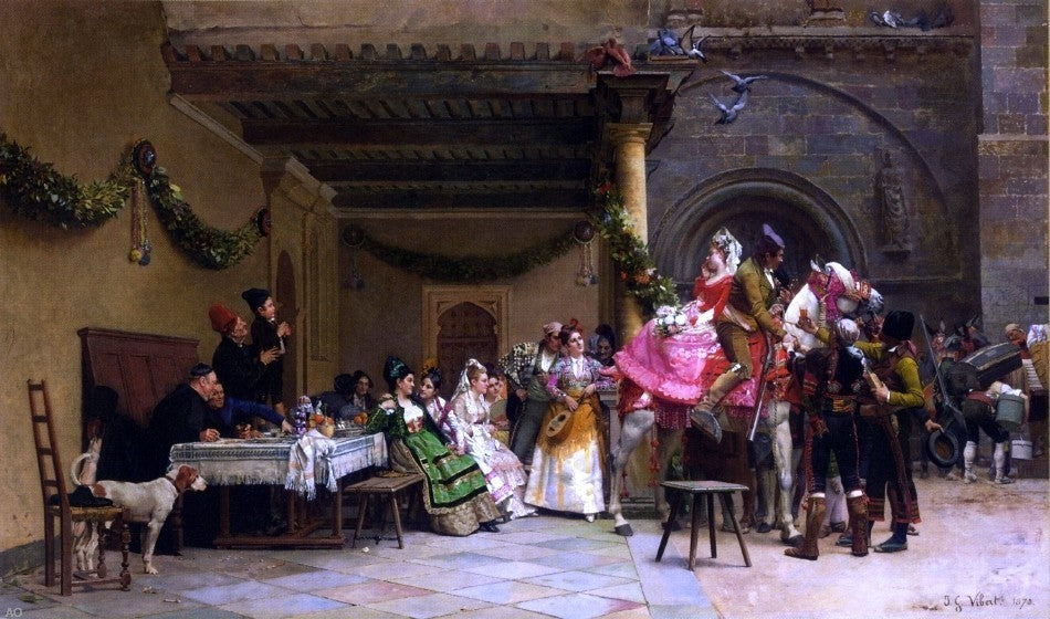 Jehan-Georges Vibert The Departure of the Newlyweds Gallery Wrapped Canvas Print