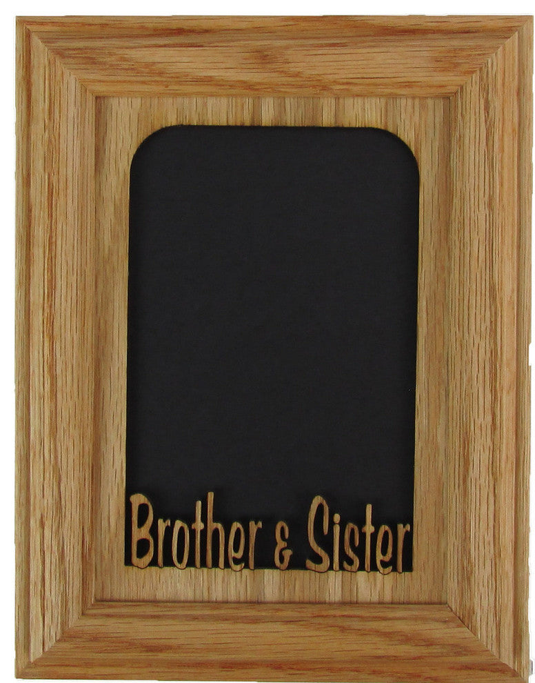 Brother and Sister Vertical Oak Picture Frame and Oak Matte, 5"x7"