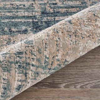 Distressed Geometric Wave Contemporary Area Rug, 5'3" X 7'6"
