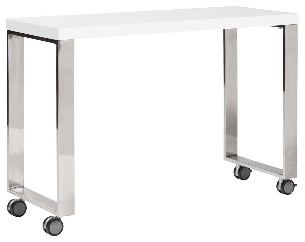 Dillon Side Return, White/Polished Stainless Steel