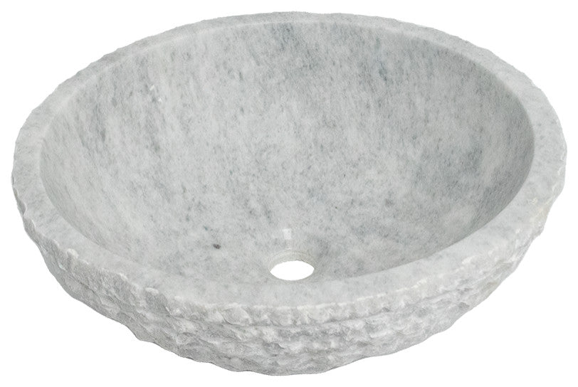 Handmade Marble Onyx Bathroom Sink, 16"�, Round Vessel Sink, Textured, Gray