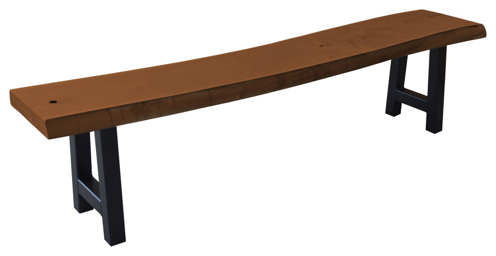 Live Edge Locust Ridgemont Bench, Mushroom Stain, 6 Foot