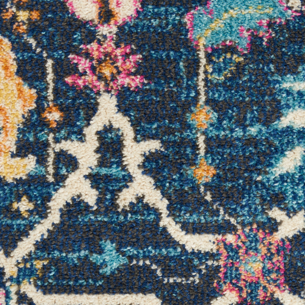 Nourison Passion 4' x Round Navy Bohemian Indoor Area Rug