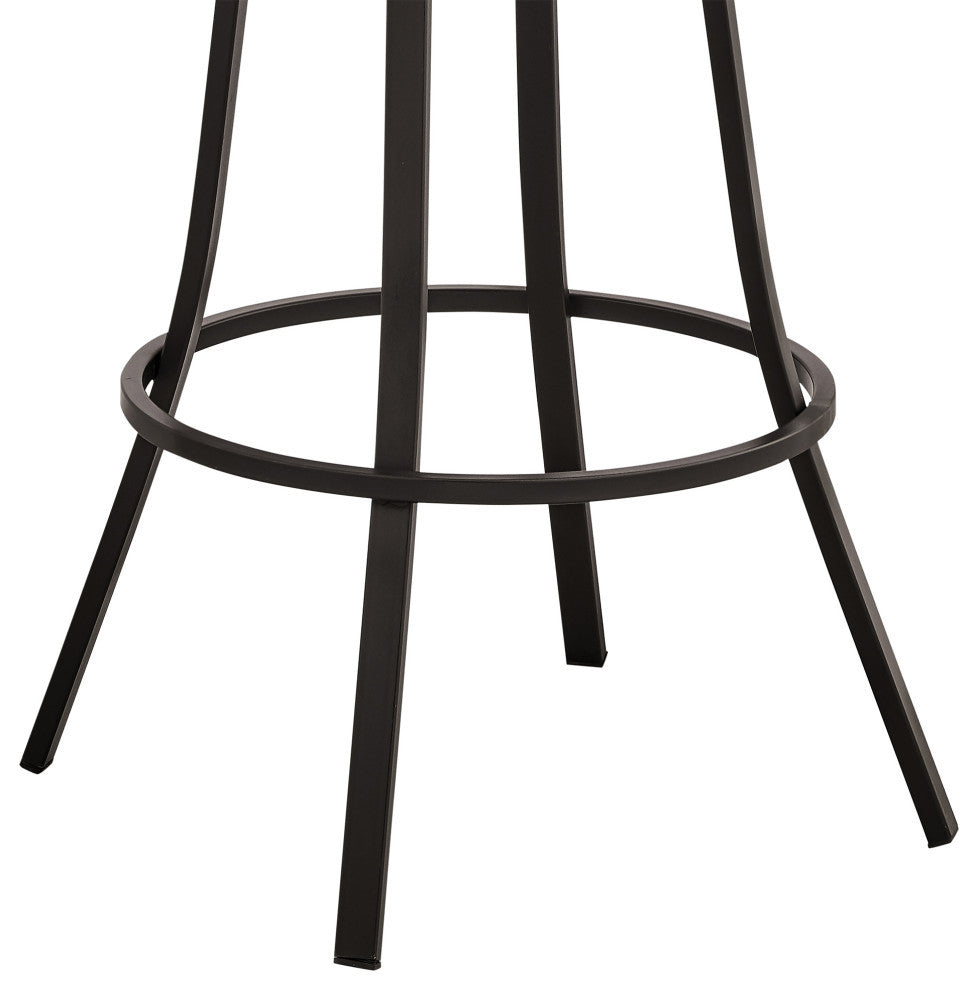 Valerie Swivel Brown Faux Leather and Java Brown Metal Bar Stool, Brown/Java Brown, Bar Height