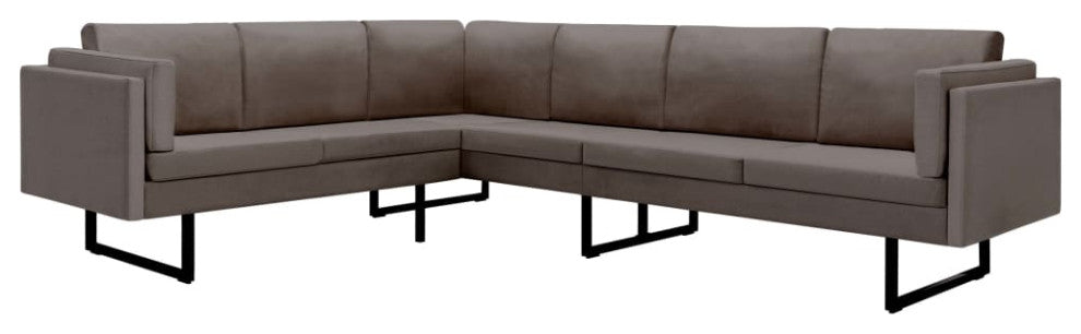 vidaXL Sofa Sectional Sofa L Shape Corner Couch with Pillows Taupe Fabric