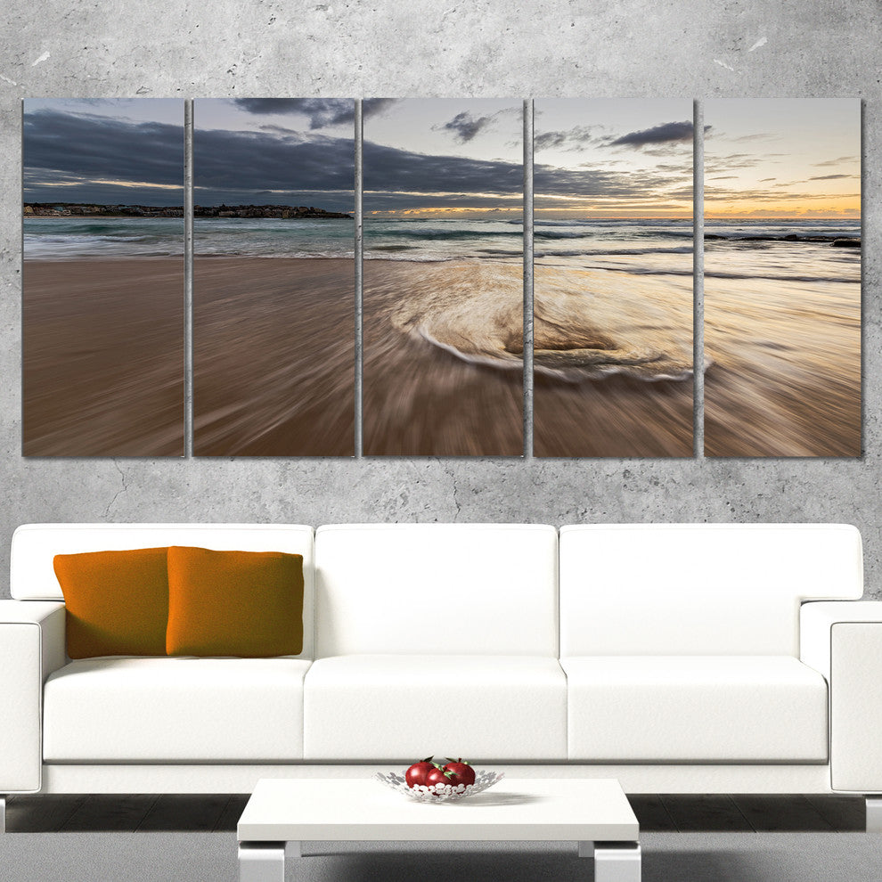 "Morning With Playful Surf and Pleasant Sky" Wall Art, 5 Panels, 60"x28"