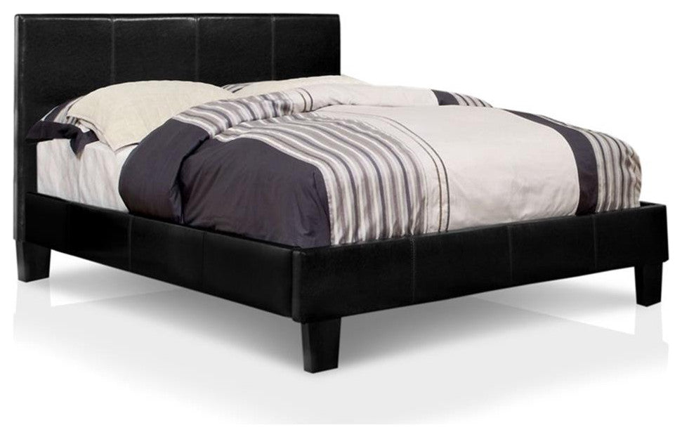 Furniture of America Ramone Faux Leather King Platform Bed in Espresso
