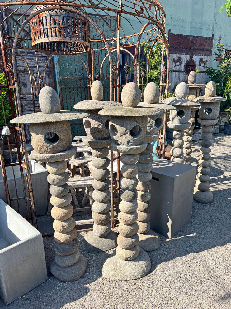 Outdoor Stacked Rock Light House Post 1