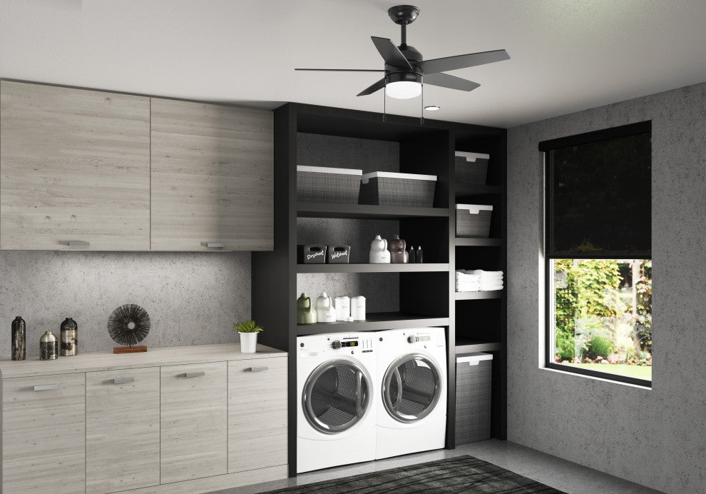 Hunter 44" Bardot Matte Black Ceiling Fan, LED Kit, Pull Chain