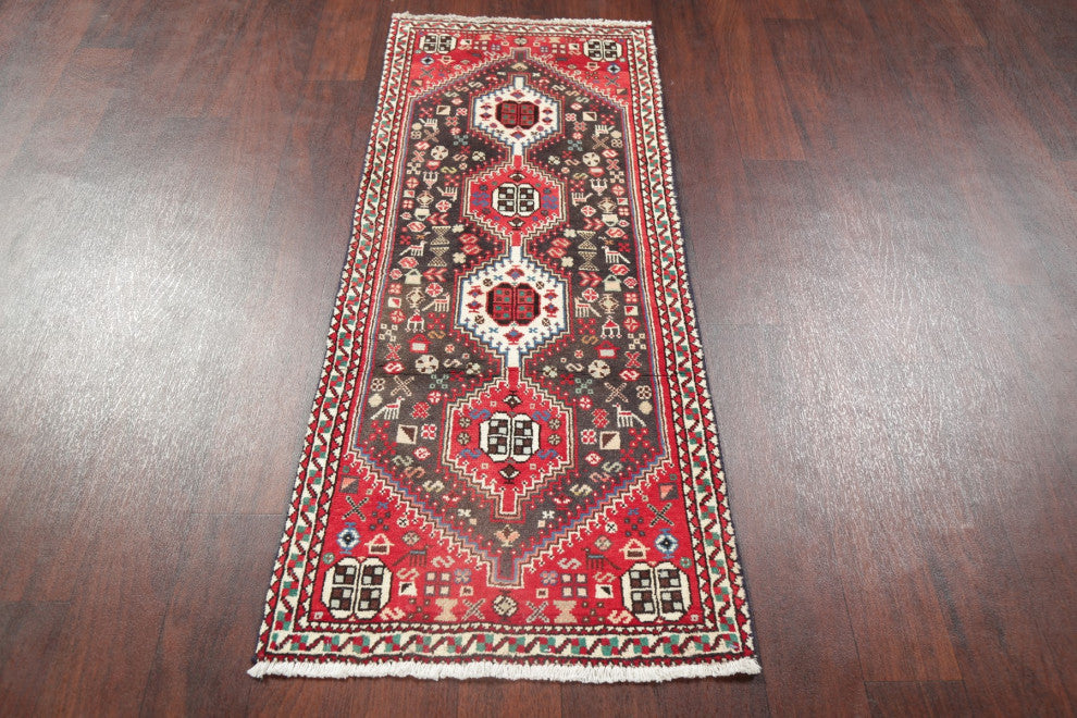 Abadeh Oriental Faded Hand-Knotted Traditional Persian Area Rug, Gray, 2x5