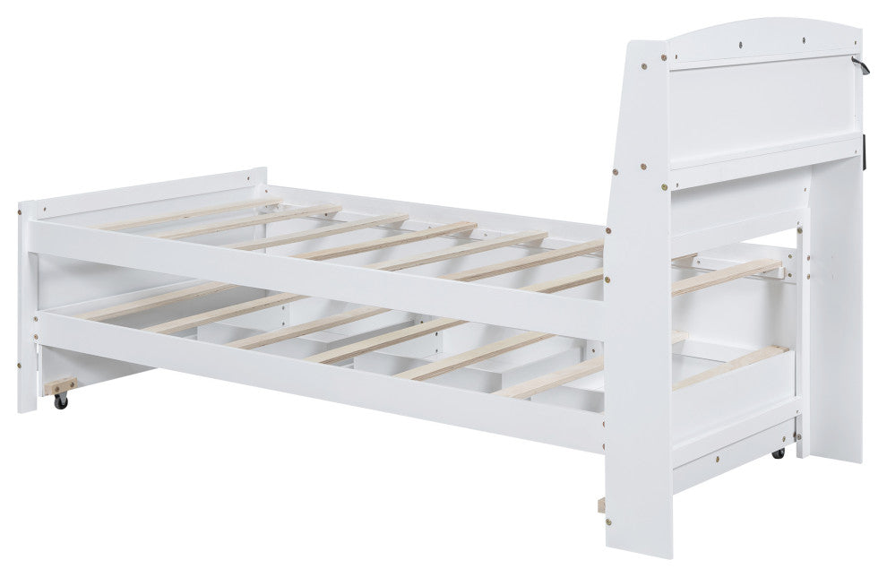 Gewnee Twin Size Platform Bed with Storage LED Headboard