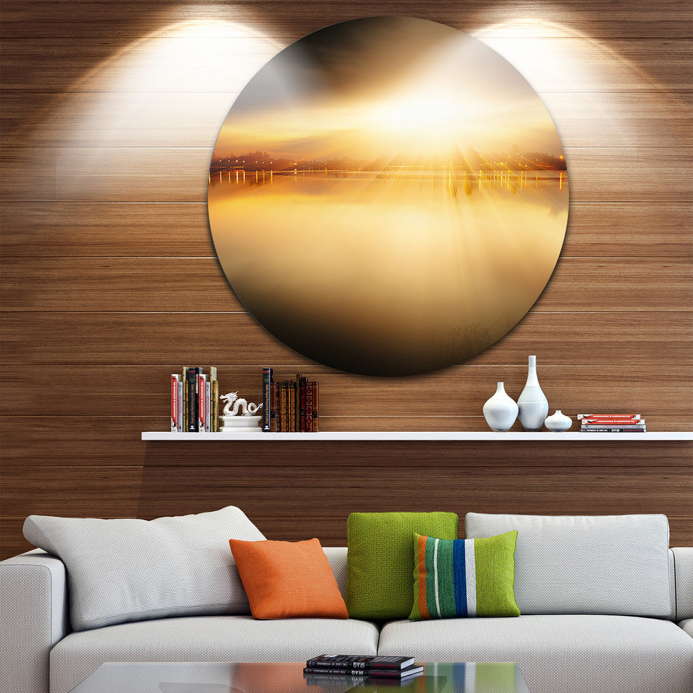Sunset With Views On The Lake, Round Wall Art Landscape, 23"