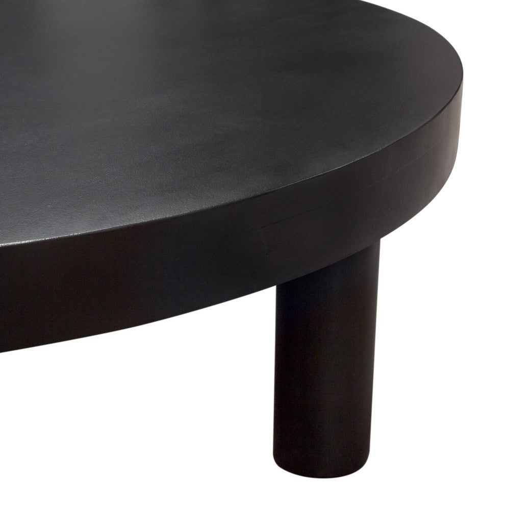 Rune 42" Round Cocktail Table With Iron Leg Base, Black