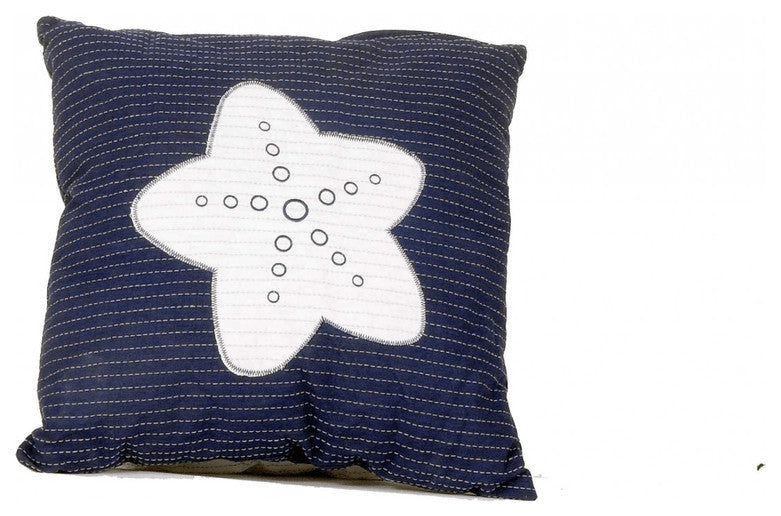 Nautical White Star Blue Square Accent Pillow