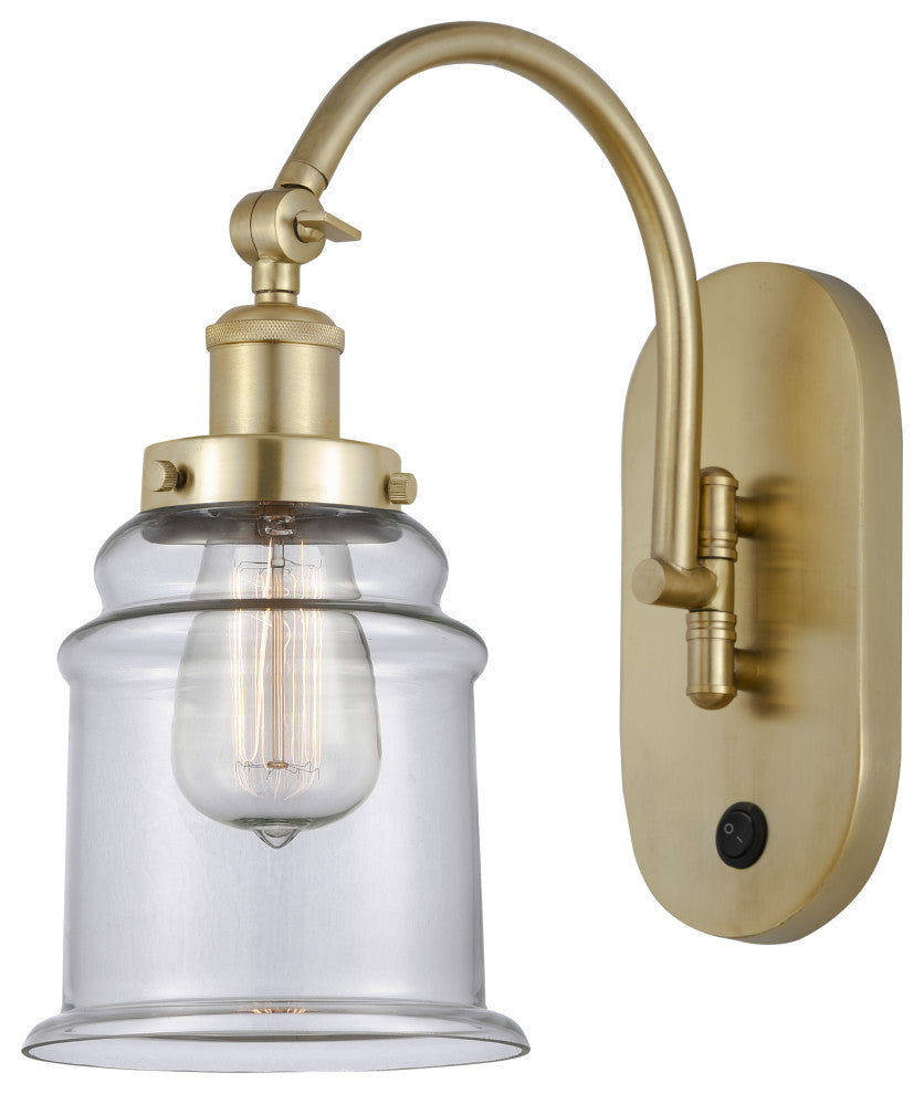 Innovations 918-1W-SG-G182-LED Canton 1 Light 6.5" Sconce, Satin Gold