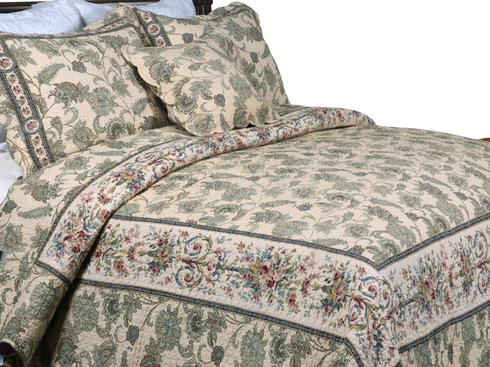 Florence Reversible 100%Cotton 3-Piece Quilt Set, King Set