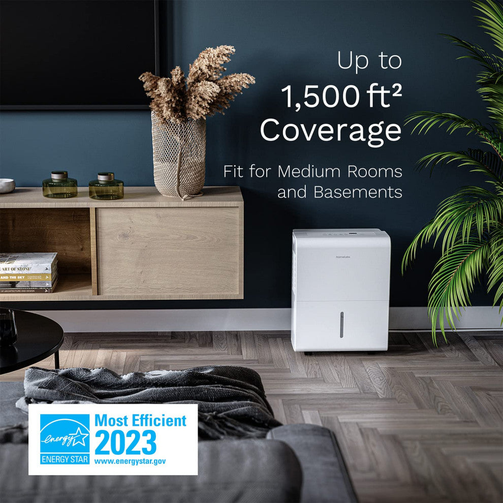 1500 Sq. Ft. Energy Star Dehumidifier, Ideal for Home Bedrooms, Bathrooms.