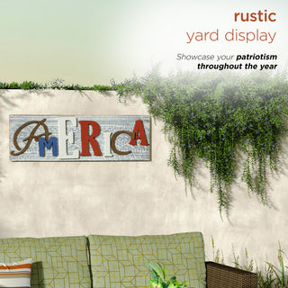 Wood and Metal America Wall Decor
