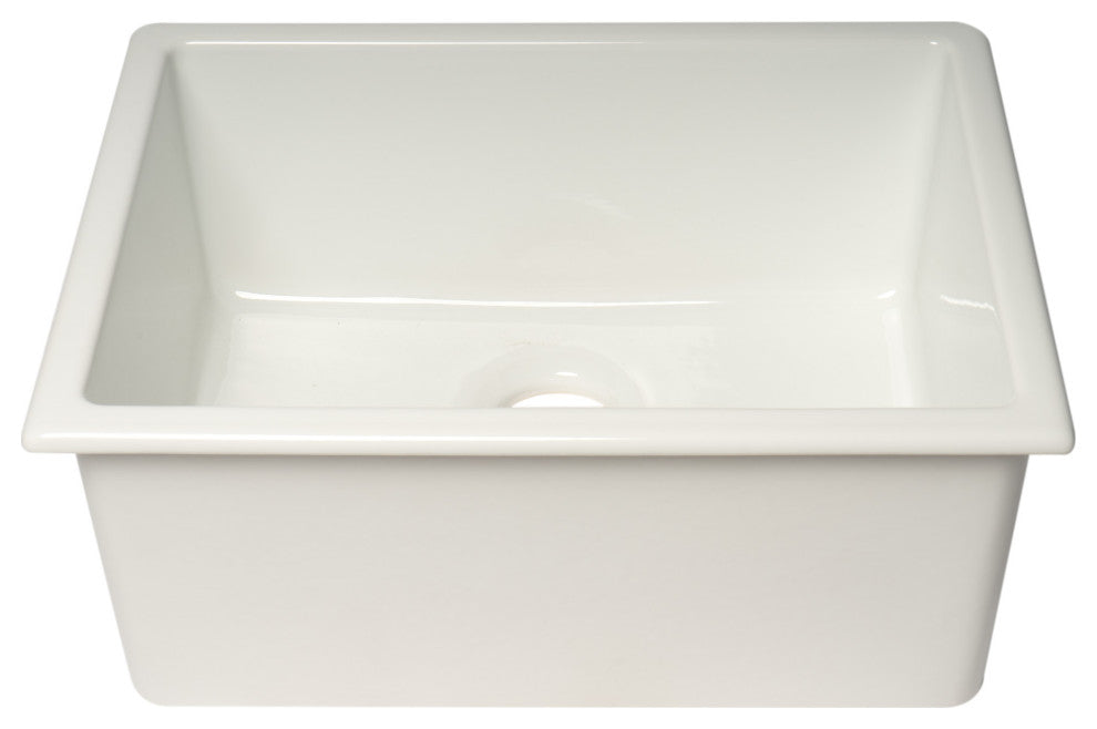 ALFI Brand 24" White Undermount/Drop-in Fireclay Kitchen Sink
