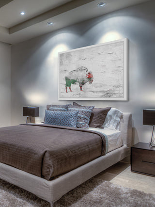 Parvez Taj "Snow Buffalo" Framed Painting Print, 18"x12"