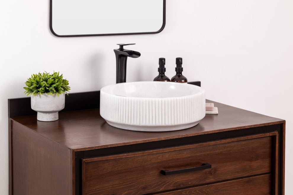 Natural Stone Vessel Bathrooms Sink, Burj Blanc Marble
