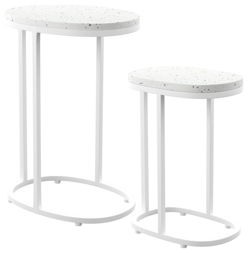 Barking Terrazzo Outdoor Nesting Tables 2-Piece Set