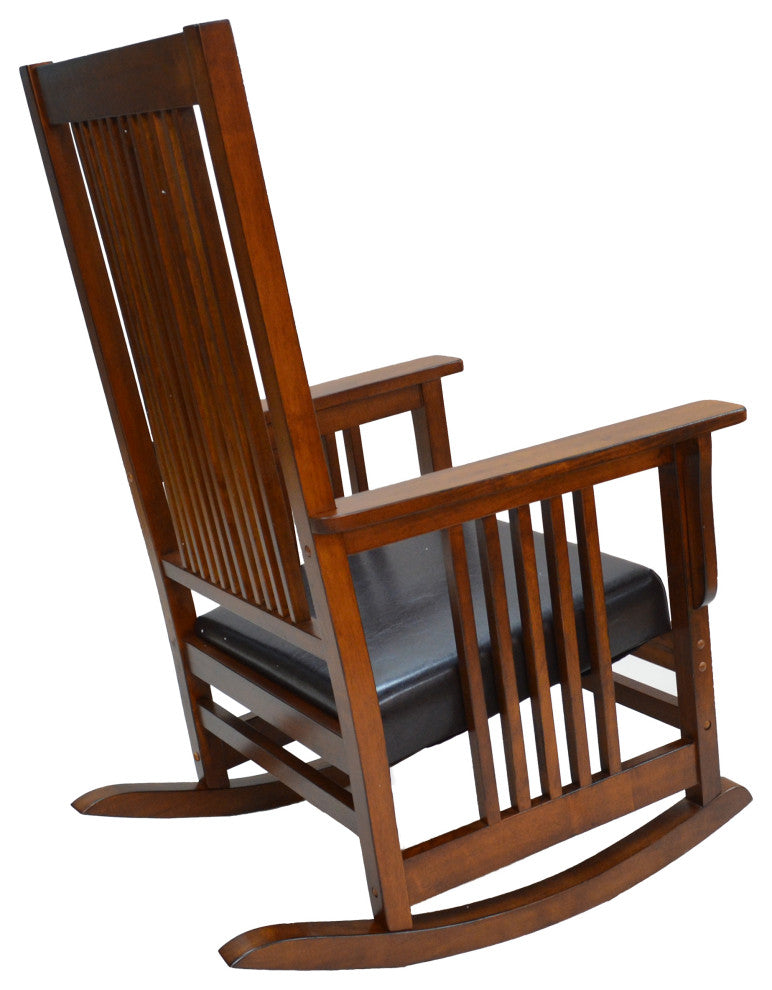 Chestnut Mission Rocker - Brown Upholstery
