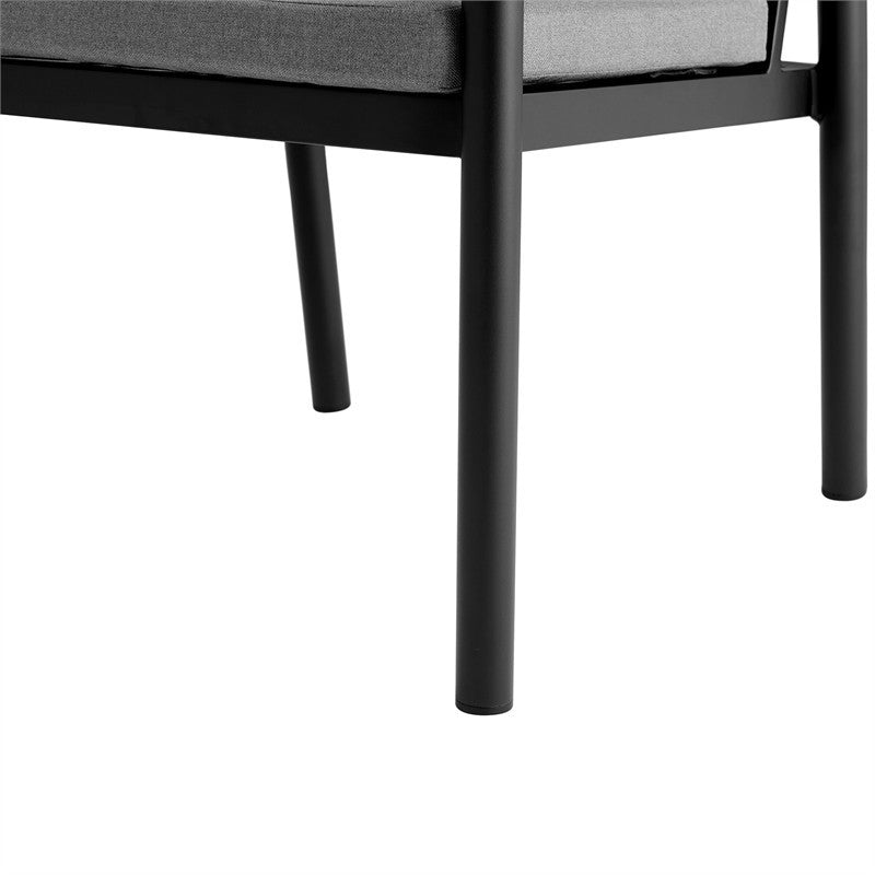 Crown Aluminum and Teak Outdoor Dining Chair Set of 2, Black