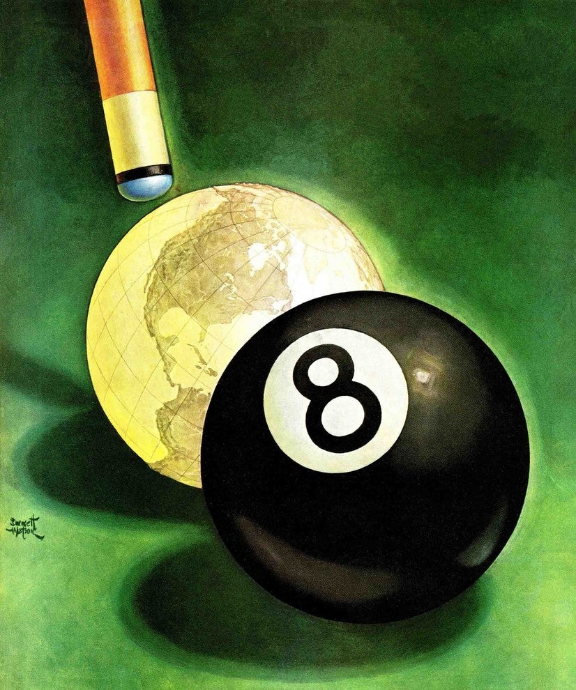 "World as Cue Ball" Painting Print on Canvas by Emmett Watson