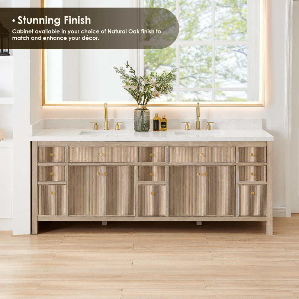 Cerrito Bathroom Vanity, Natural Oak, 84" Double, Without Mirror