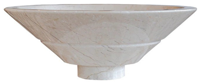 Crema Marfil Marble Natural Stone Tapered Sink High-Gloss Polished  (D)16" (H)6"
