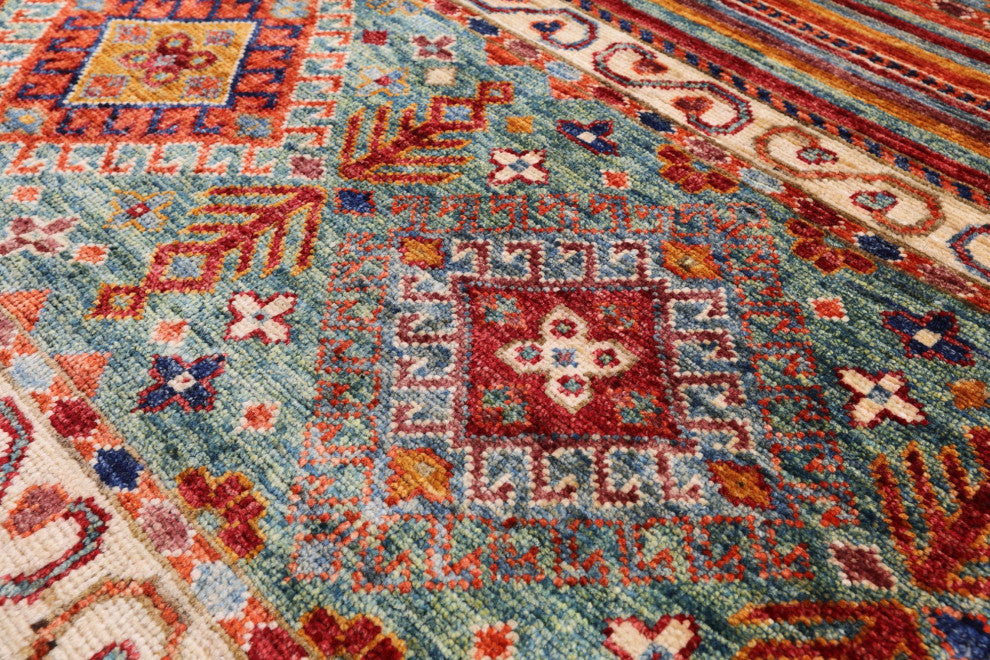 Hand Knotted Khorjin Super Kazak Wool Rug 3' 3" X 4' 8" Q5436