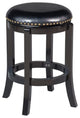 Benzara BM61400 Nailhead Trim Round Leatherette Swivel Counter Stool , Black