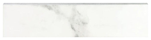 Porcelain Trims Marble Look Glossy Bullnose 3x12, White