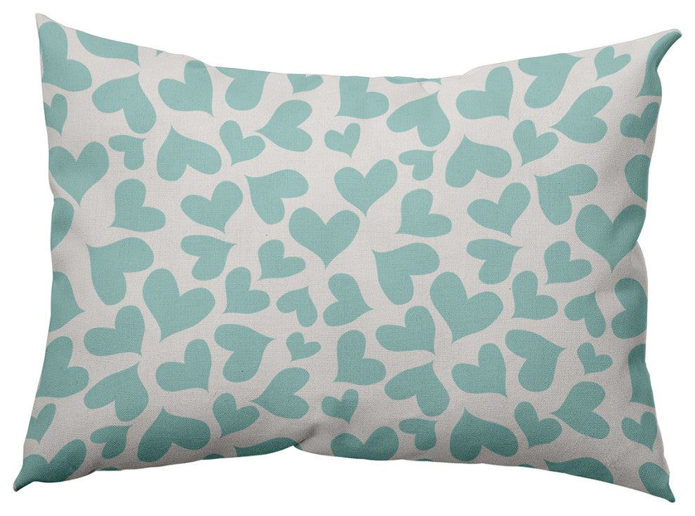 14" x 20" Patterned Hearts Valentine's Decorative Indoor Pillow, Wave Top Blue