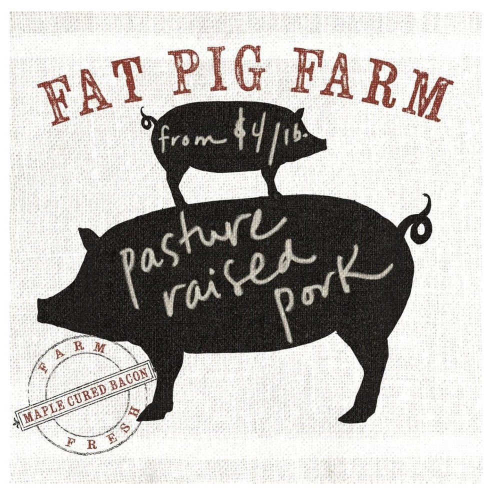 "Farm Linen Pig Black" Digital Paper Print by Sue Schlabach, 42"x42"