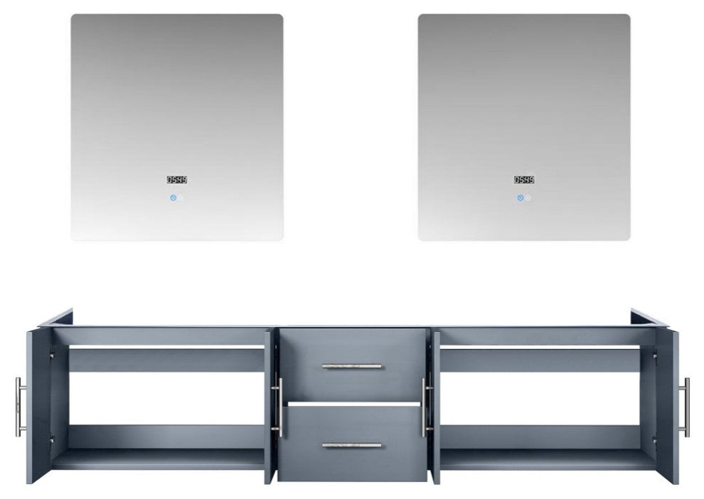 Geneva Transitional Dark Grey 80" Double Vanity with 30" Led Mirrors, no Top