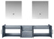 Geneva Transitional Dark Grey 80" Double Vanity with 30" Led Mirrors, no Top