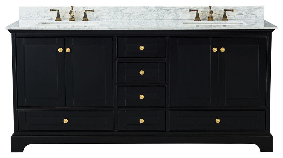 Audrey Vanity Set, Black Onyx, 72", Gold Hardware, No Mirror