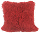 HomeRoots 20" Red Genuine Tibetan Lamb Fur Pillow With Microsuede Backing