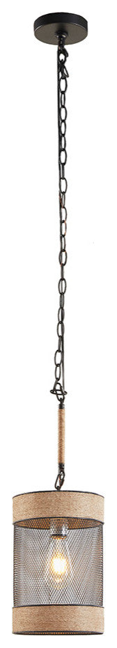 INK+IVY Orion Handmade Wrapped Hemp Rope Pendant, Natural/Black