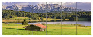 Bavaria with Mountains and Lake, Landscape Canvas Art Print, 70"x28", 6 Panels