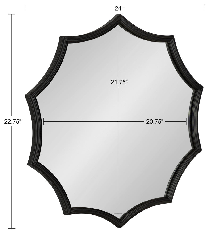 Lalina Scalloped Round Framed Accent Mirror, Black 24 Diameter