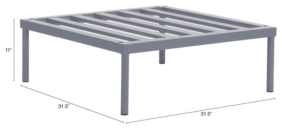 Lounge Coffee Side Table, Aluminum, Metal, Gray, Outdoor Patio Balcony