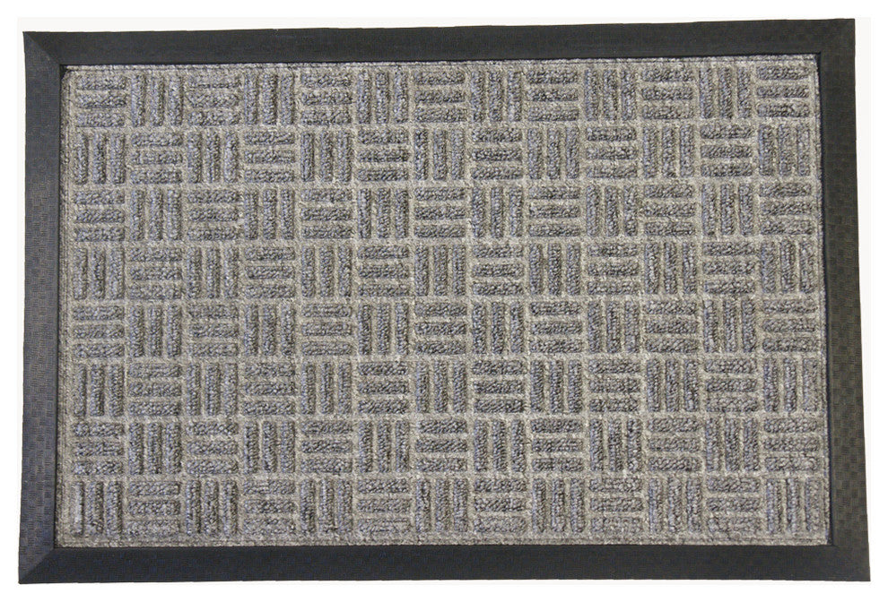 Rubber-Cal "Wellington" Rubber Backed Carpet Mat - 4 x 6 feet - Gray