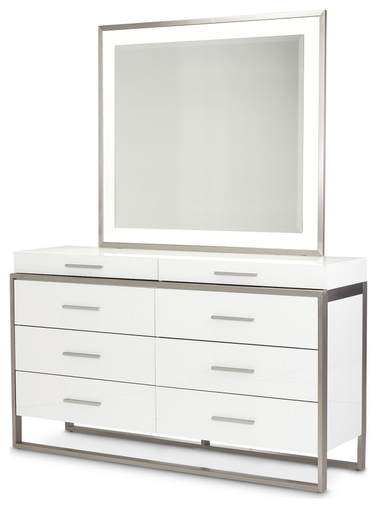 Marquee Dresser with Mirror - Cloud White