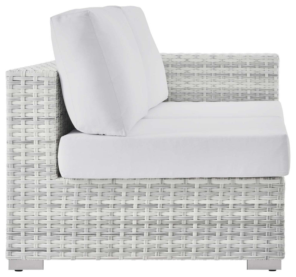 Lounge Loveseat Sofa, Rattan, Wicker, Gray White, Modern, Outdoor Patio