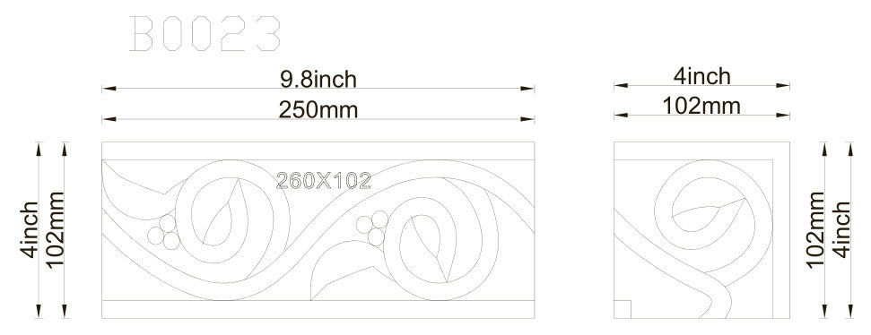 Marble Mosaic Border Bathroom Listello Tile Garden Gold 4x9.8 Tumbled, 1 piece