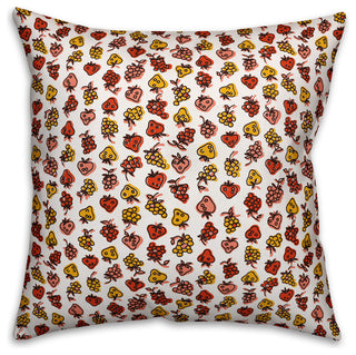 Red Fruit Pattern Throw Pillow, 16"x16"