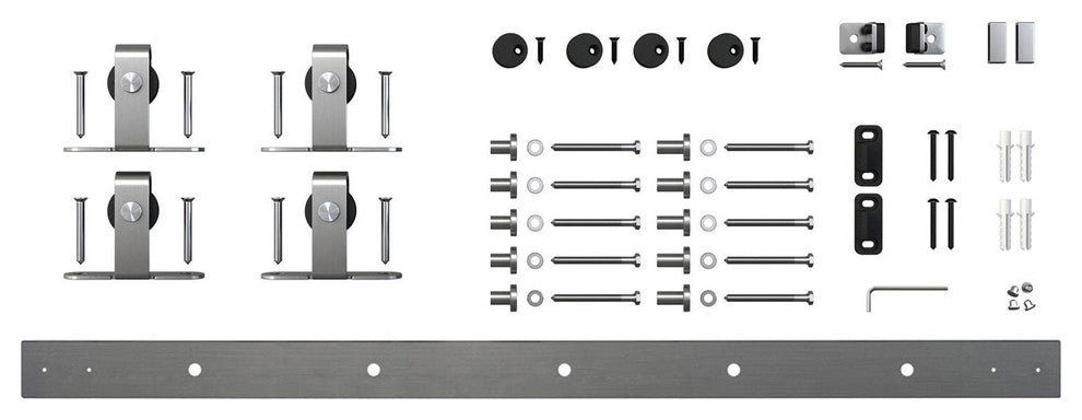Mini Sliding Rolling Barn Door Hardware Kit for Double Furniture Wood Doors, Sta